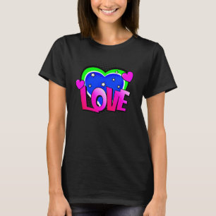 Comic Style Pop Art Retro Blue Green Pink LOVE     T-Shirt