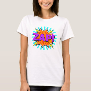 Comic Style Pop Art Retro Blue Purple Orange ZAP   T-Shirt