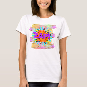 Comic Style Pop Art Retro Blue Purple Orange ZAP   T-Shirt