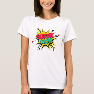 Comic Style Pop Art Retro Red Yellow  SUPERMOM T-Shirt