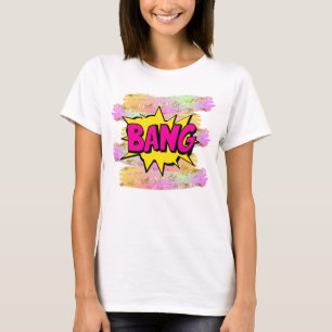 Comic Style Pop Art Retro Yellow Hot Pink BANG T-S T-Shirt