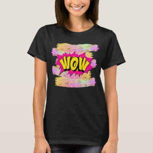Comic Style Pop Art Retro Yellow Hot Pink WOW T-Shirt