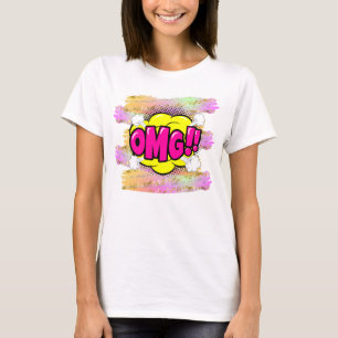 Comic Style Pop Art Retro Yellow Pink Purple OMG T-Shirt