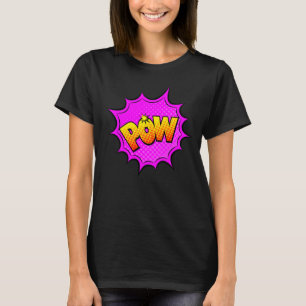 Comic Style Pop Art Retro Yellow Purple Mauve POW T-Shirt