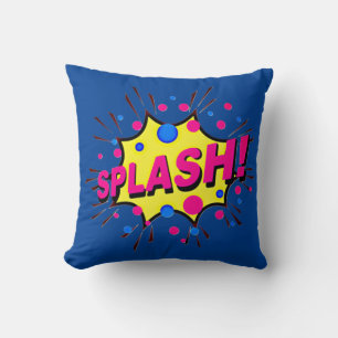 Comic Style Pop Art Retro Yellow Purple SPLASH Cushion