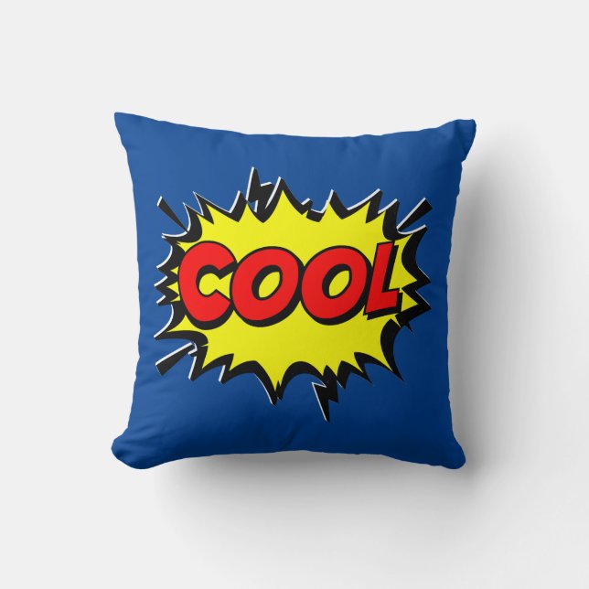 Comic Style Pop Art Retro Yellow Red Blue COOL  Cushion (Front)