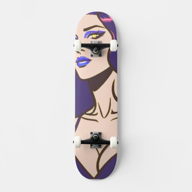 Comic style pretty woman Skateboard (Front)