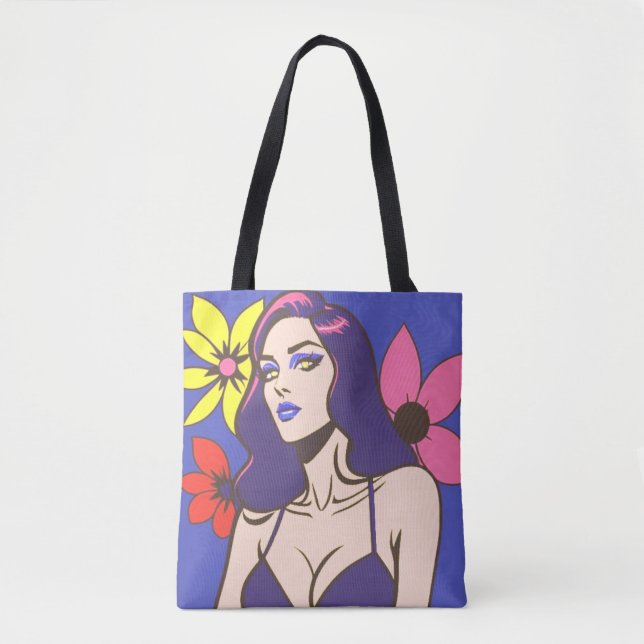 Comic style pretty woman tote bag (Front)