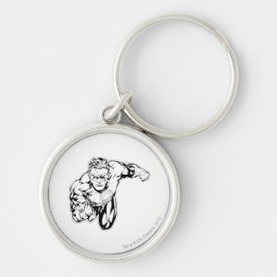 Comic Style - Ring in front, Black and White Key Ring