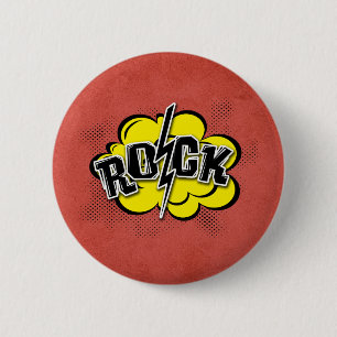 Comic style rock illustration 6 cm round badge