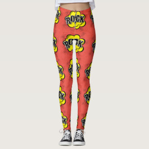Comic style rock illustration leggings