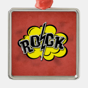 Comic style rock illustration metal tree decoration