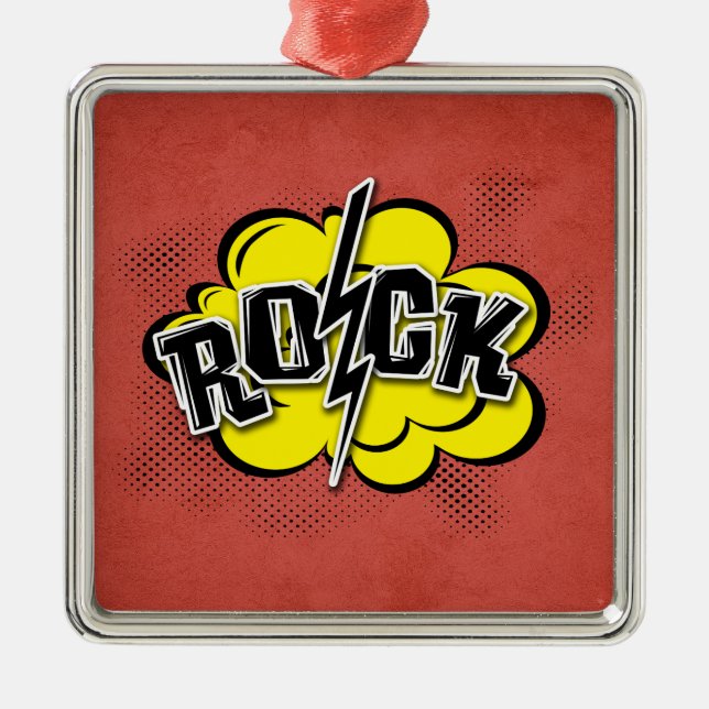Comic style rock illustration metal tree decoration (Front)