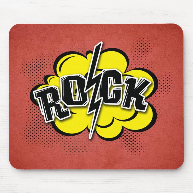 Comic style rock illustration mouse mat (Front)