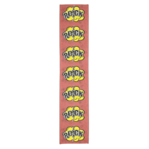 Comic style rock illustration short table runner