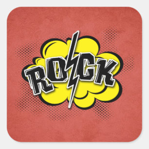 Comic style rock illustration square sticker