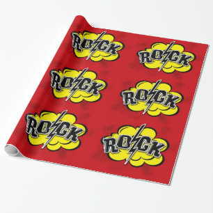 Comic style rock illustration wrapping paper