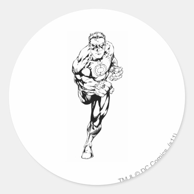 Comic Style - Running, Black and White Classic Round Sticker (Front)