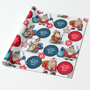 Comic Style Santas Personalised Wrapping Paper