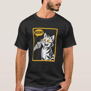 Comic Style Skeleton Hand Cat Boop Cute Simple Cat T-Shirt
