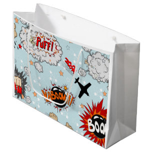 Comic Style Super Hero Design Large Gift Bag