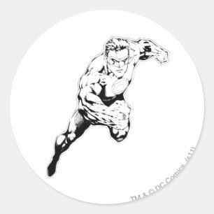 Comic Style - Swift Jump, Black and White Classic Round Sticker