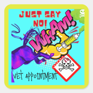 comic style vet appointment square sticker