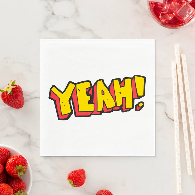 Comic Style Yeah Text Graphic in Bold Yellow Napkin (Creator Uploaded)