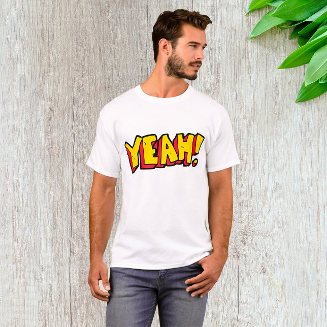Comic Style Yeah Text Graphic in Bold Yellow T-Shirt (Creator Uploaded)