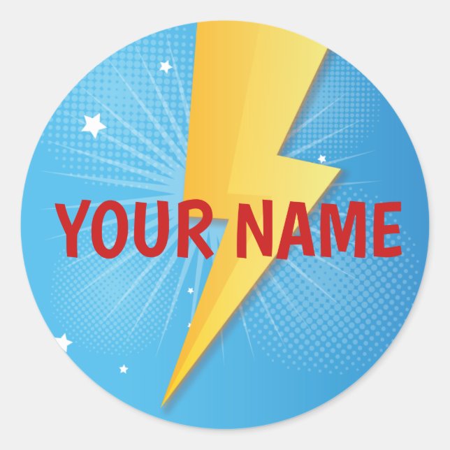 Comic Super Hero Birthday Classic Round Sticker (Front)