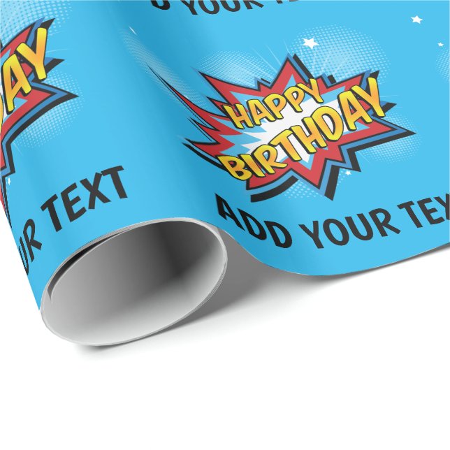 Comic Super Hero Birthday Gift Wrap (Roll Corner)