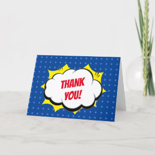 Comic Super Hero Blue Personalised Kids Thank You