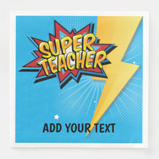 Comic Super Hero Teacher Lunch Napkin