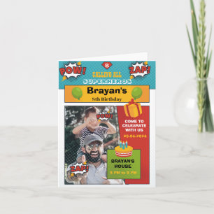 Comic Superhero birthday invitation with photo