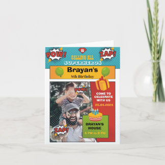 Comic Superhero birthday invitation with photo