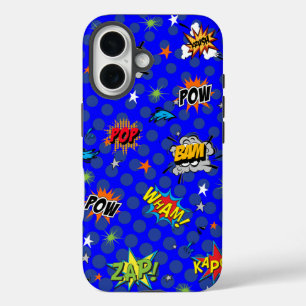 Comic Superhero Blue iPhone 16 Case