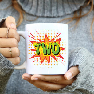 Comic Superhero Theme Toddler Kids 2nd Birthday Coffee Mug