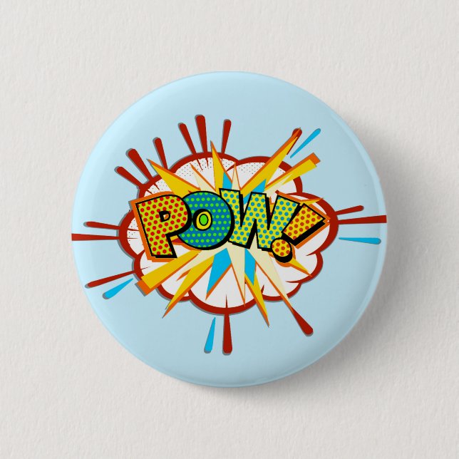 Comic Text Pow! Superhero Cartoon Book 6 Cm Round Badge (Front)