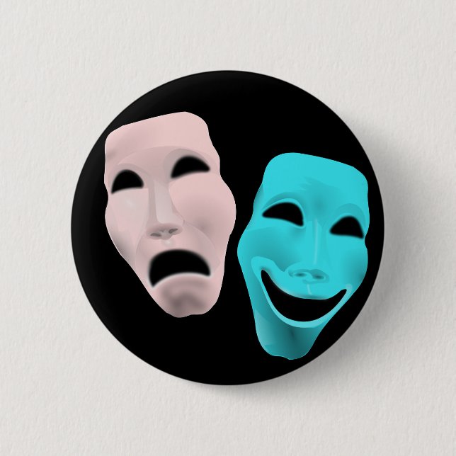 Comic Theatre Masks 6 Cm Round Badge (Front)