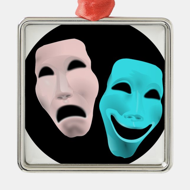 Comic Theatre Masks Metal Tree Decoration (Front)