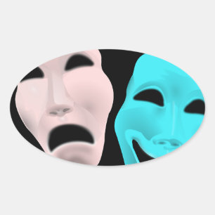 Comic Theatre Masks Oval Sticker
