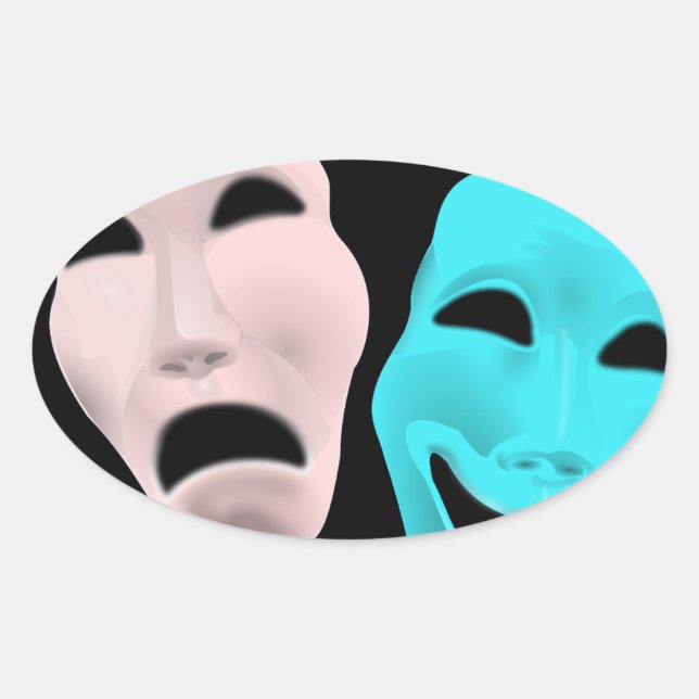 Comic Theatre Masks Oval Sticker (Front)
