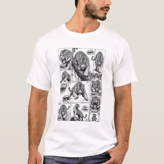 Comic Tiger Coloring Style T-Shirt | Black and Whi