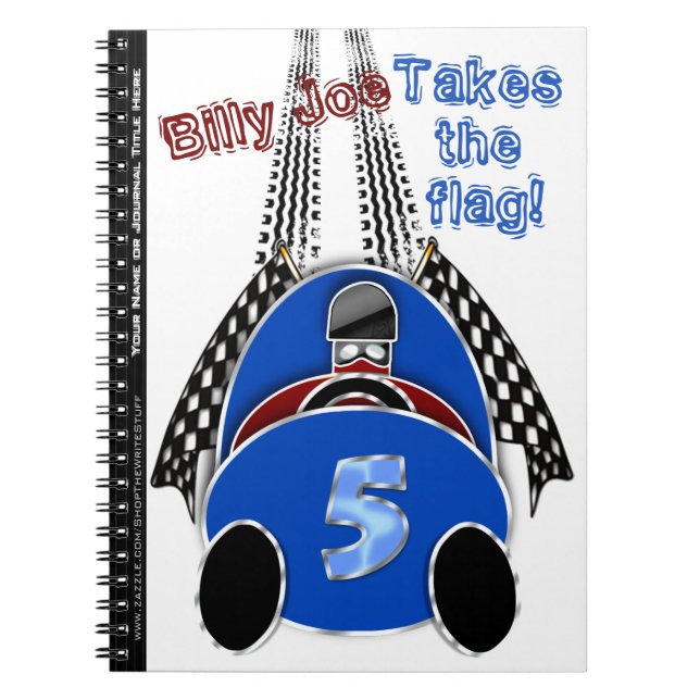 Comic Vintage Race Car - Personalised Notebook (Front)