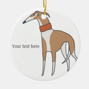 Comic Whippet Dog Ceramic Tree Decoration