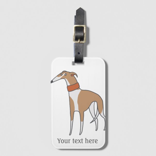 Comic Whippet Dog Customisable Luggage Tag (Front Vertical)