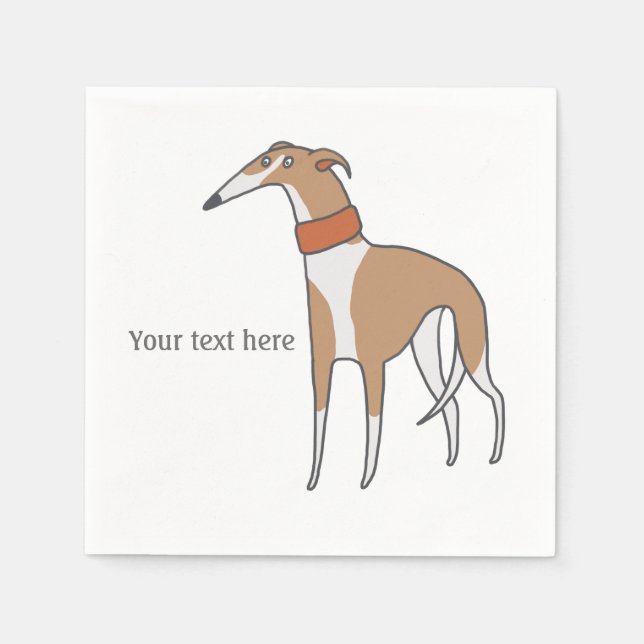 Comic Whippet Dog Customisable Napkin (Front)