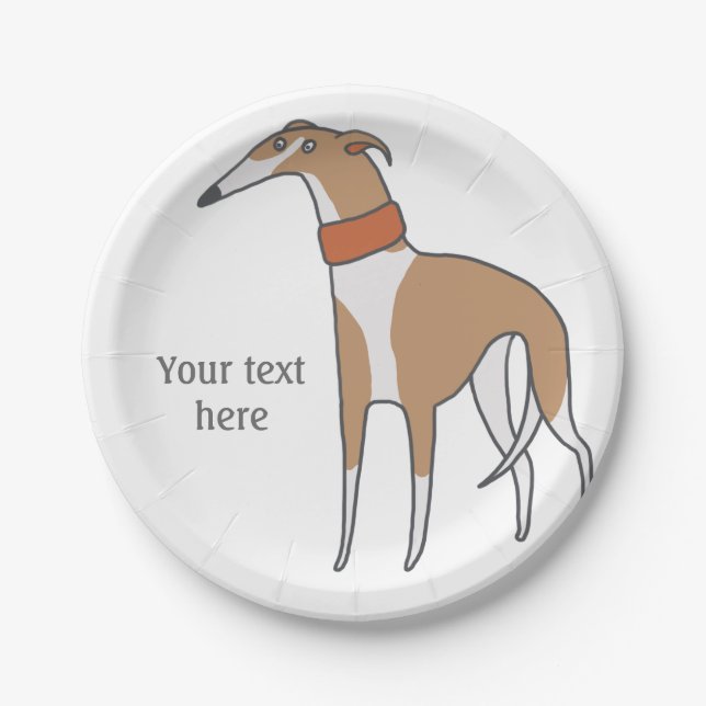 Comic Whippet Dog Customisable Paper Plate (Front)