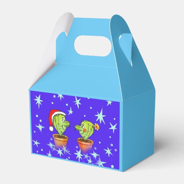 Comic-Zeichnung mit Neujahrskaktus Favour Box (Front Side)