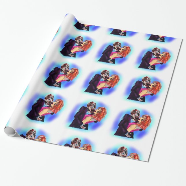 Comic Zombies like girls with brains gift wrap (Unrolled)
